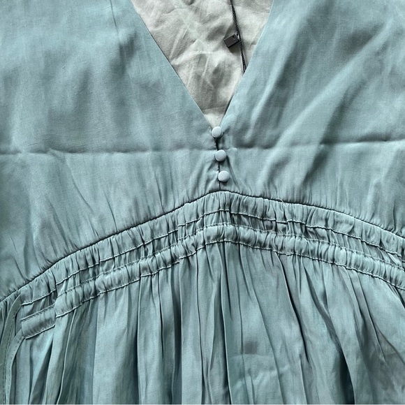 NWT Mustard Seed 'Faded Green' side tie v-neck long sleeve flowy dress sz S - Picture 2 of 8